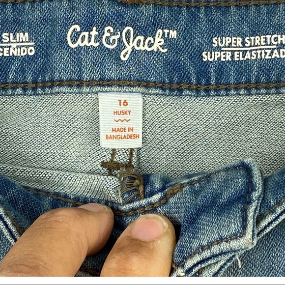 Cat & Jack Boy’s Super Stretch Slim Blue Jeans Size 16 Husky. - Picture 11 of 14